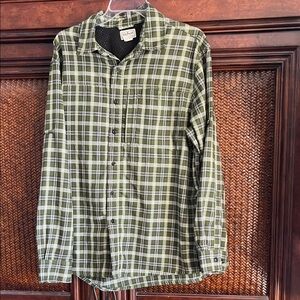 L.L. Bean Olive and White Plaid Men's Shirt